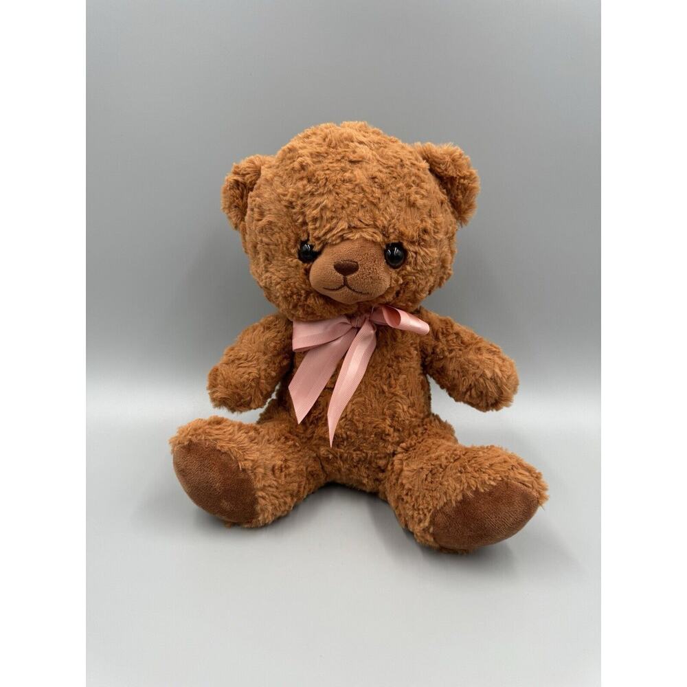 Brown My Rose Bear 11” Teddy Plush W/ Pink Ribbon Bow Stuffed Animal Yell